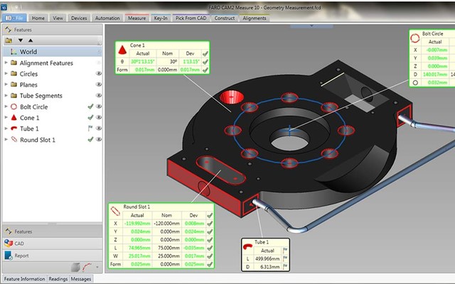 example data output using FARO CAM2