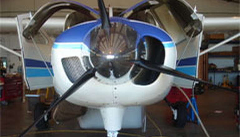 front of a plane with propellor