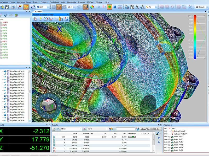 example data output of Metrolog software