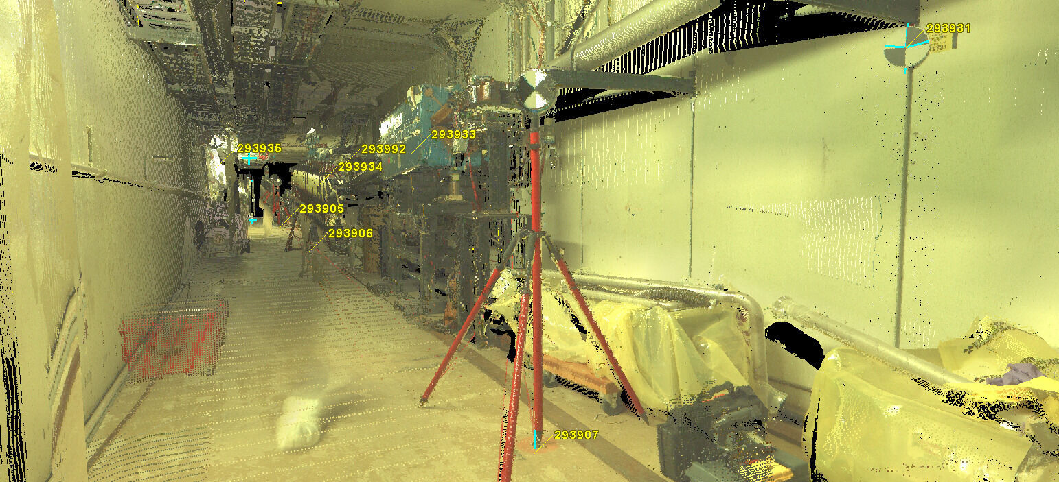 Interior Mechanical Corridor Scan Showing Setup Locations Used to Verify Alignment